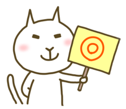 White cat lives happily every day sticker #2933444