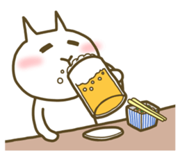 White cat lives happily every day sticker #2933448