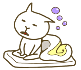 White cat lives happily every day sticker #2933452