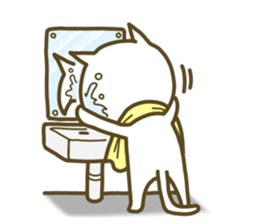 White cat lives happily every day sticker #2933453