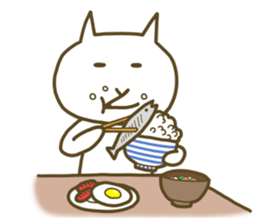 White cat lives happily every day sticker #2933454