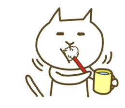 White cat lives happily every day sticker #2933455