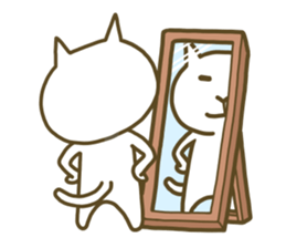 White cat lives happily every day sticker #2933456