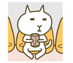 White cat lives happily every day sticker #2933460