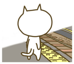 White cat lives happily every day sticker #2933461