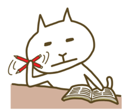 White cat lives happily every day sticker #2933463