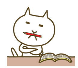 White cat lives happily every day sticker #2933464