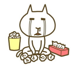 White cat lives happily every day sticker #2933469