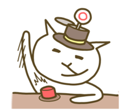 White cat lives happily every day sticker #2933480