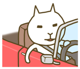 White cat lives happily every day sticker #2933481