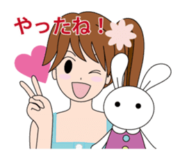 Moe-chan and her stuffed rabbit sticker #2967675