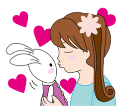 Moe-chan and her stuffed rabbit sticker #2967677