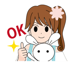 Moe-chan and her stuffed rabbit sticker #2967680