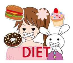 Moe-chan and her stuffed rabbit sticker #2967684