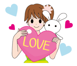 Moe-chan and her stuffed rabbit sticker #2967685