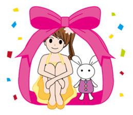 Moe-chan and her stuffed rabbit sticker #2967689
