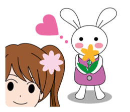 Moe-chan and her stuffed rabbit sticker #2967690