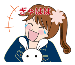Moe-chan and her stuffed rabbit sticker #2967691