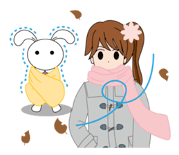 Moe-chan and her stuffed rabbit sticker #2967700