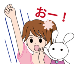 Moe-chan and her stuffed rabbit sticker #2967706