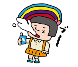 showa bobbed girl sticker #2975558
