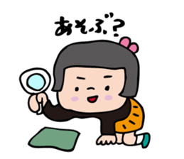 showa bobbed girl sticker #2975573