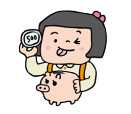 showa bobbed girl sticker #2975577