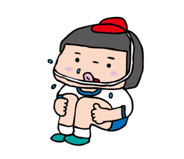 showa bobbed girl sticker #2975579