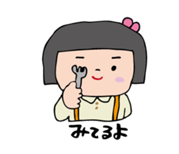 showa bobbed girl sticker #2975591