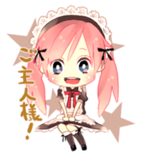 Pink hair maid sticker #2989435