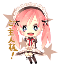 Pink hair maid sticker #2989435