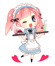 Pink hair maid sticker #2989436