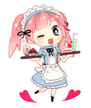 Pink hair maid sticker #2989436