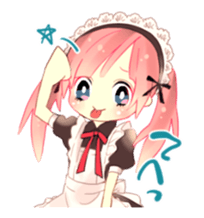 Pink hair maid sticker #2989437