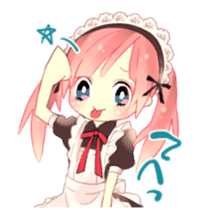 Pink hair maid sticker #2989437