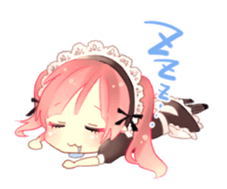 Pink hair maid sticker #2989443