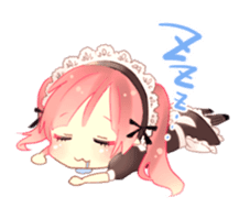 Pink hair maid sticker #2989443