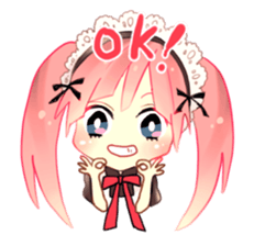 Pink hair maid sticker #2989446