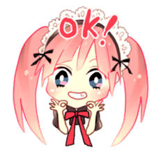 Pink hair maid sticker #2989446