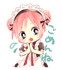 Pink hair maid sticker #2989448