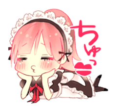 Pink hair maid sticker #2989449