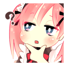Pink hair maid sticker #2989450