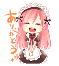 Pink hair maid sticker #2989452