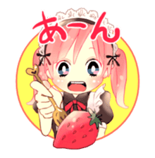 Pink hair maid sticker #2989454