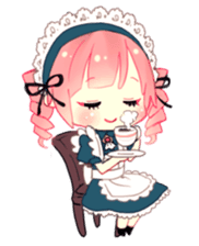 Pink hair maid sticker #2989455