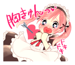 Pink hair maid sticker #2989456