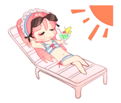 Pink hair maid sticker #2989459