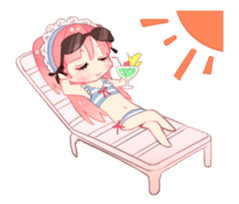 Pink hair maid sticker #2989459