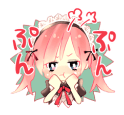 Pink hair maid sticker #2989460