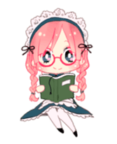 Pink hair maid sticker #2989461